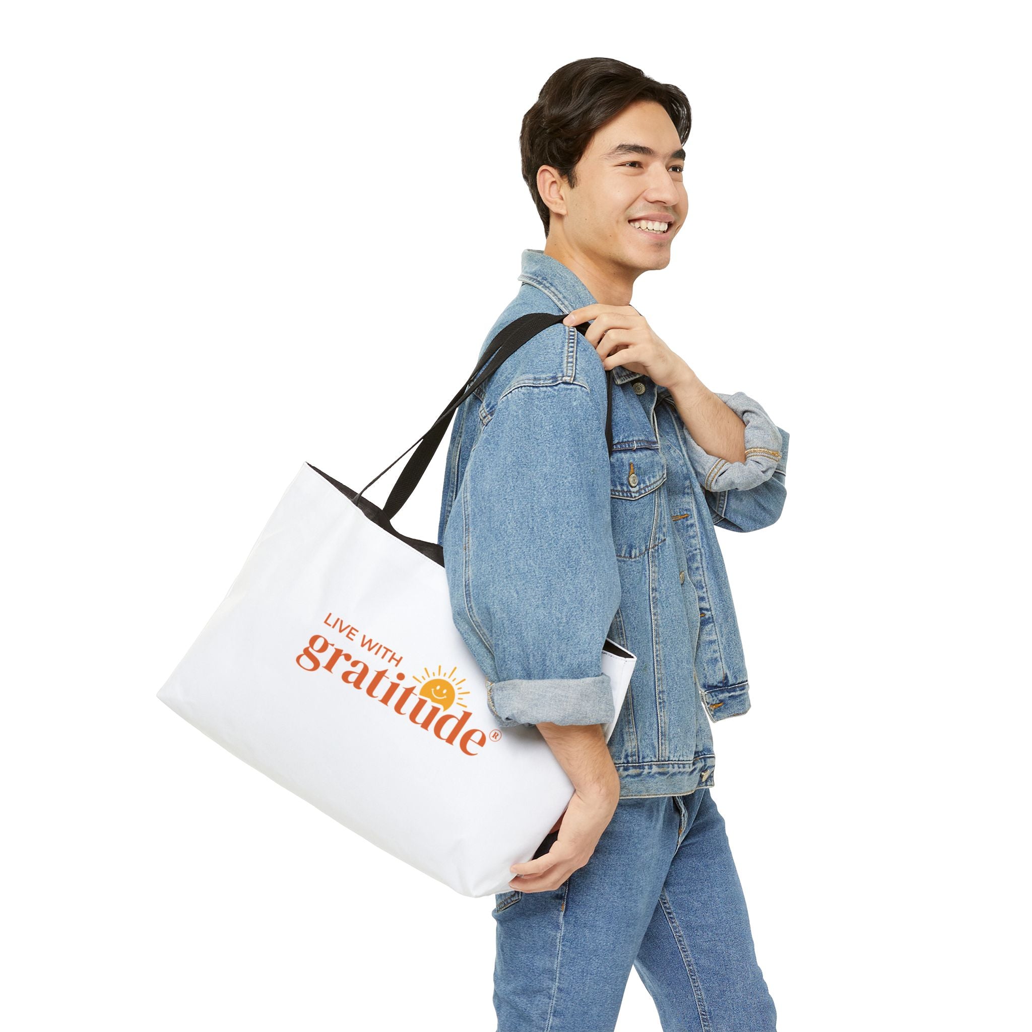 Live with Gratitude Zippered Canvas Tote Bag